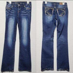 ARIYA JEANS Women's Size 5 6 5/6 Flare Straight Dark wash blue jeans